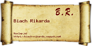 Biach Rikarda névjegykártya